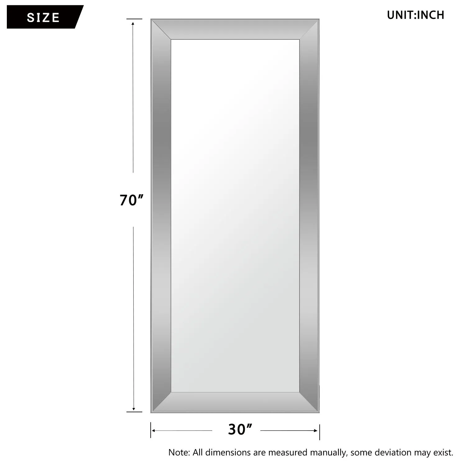 70" x 29" Framed Full Length Mirror