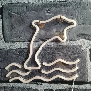 Dolphin Cartoon Night Lamp - Plastic Wall Lighting for Children's Bedroom in White