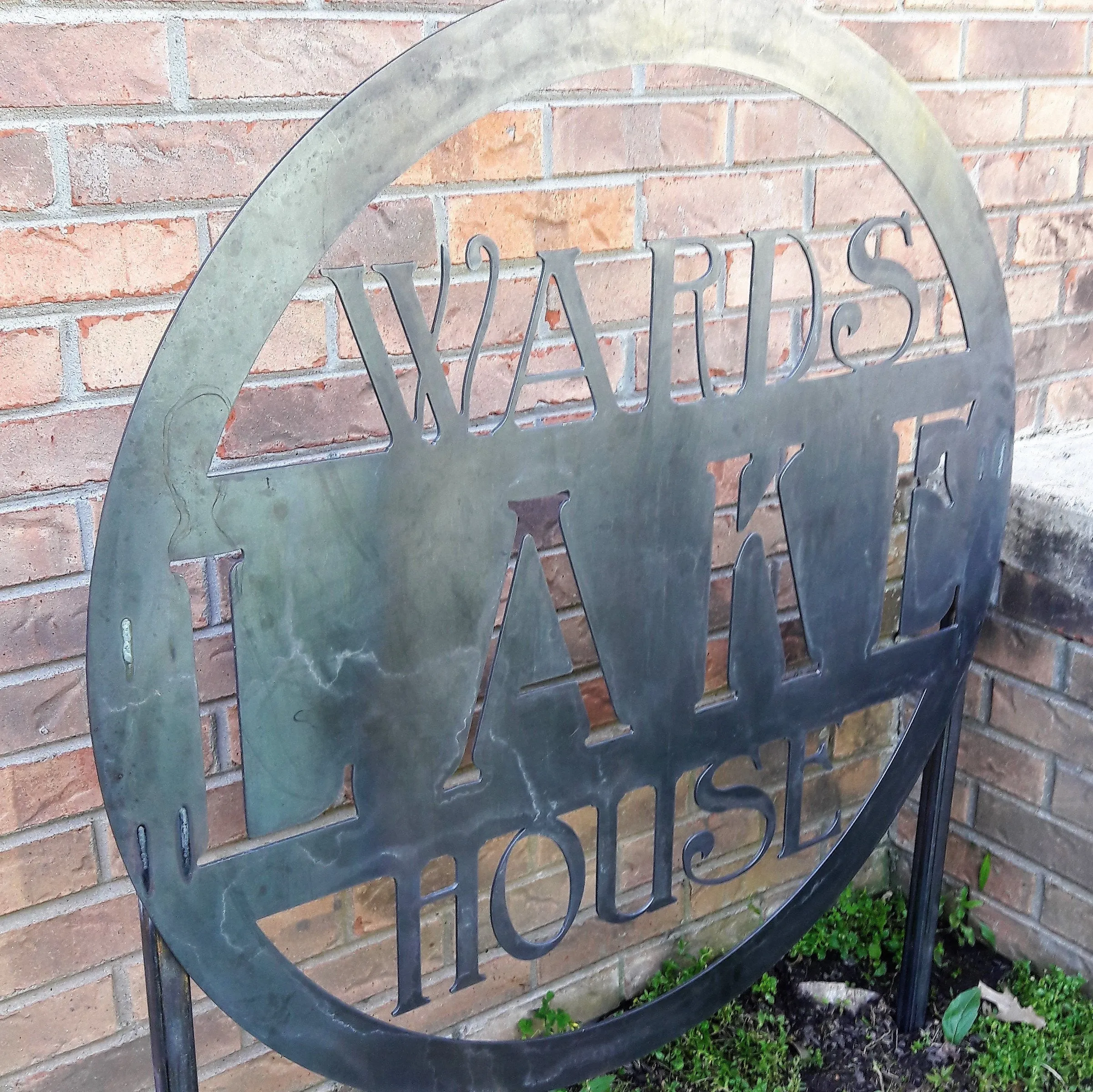 Metal Planter Sign - Personalized Metal Lake House Address with Stakes, Farmhouse Signs, Wedding Signs, Address Signs