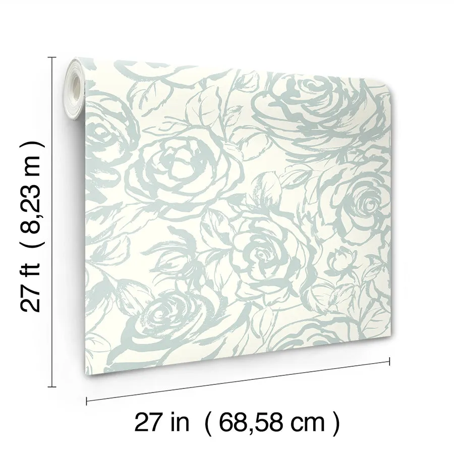 Nelda Light Blue Rose Wallpaper